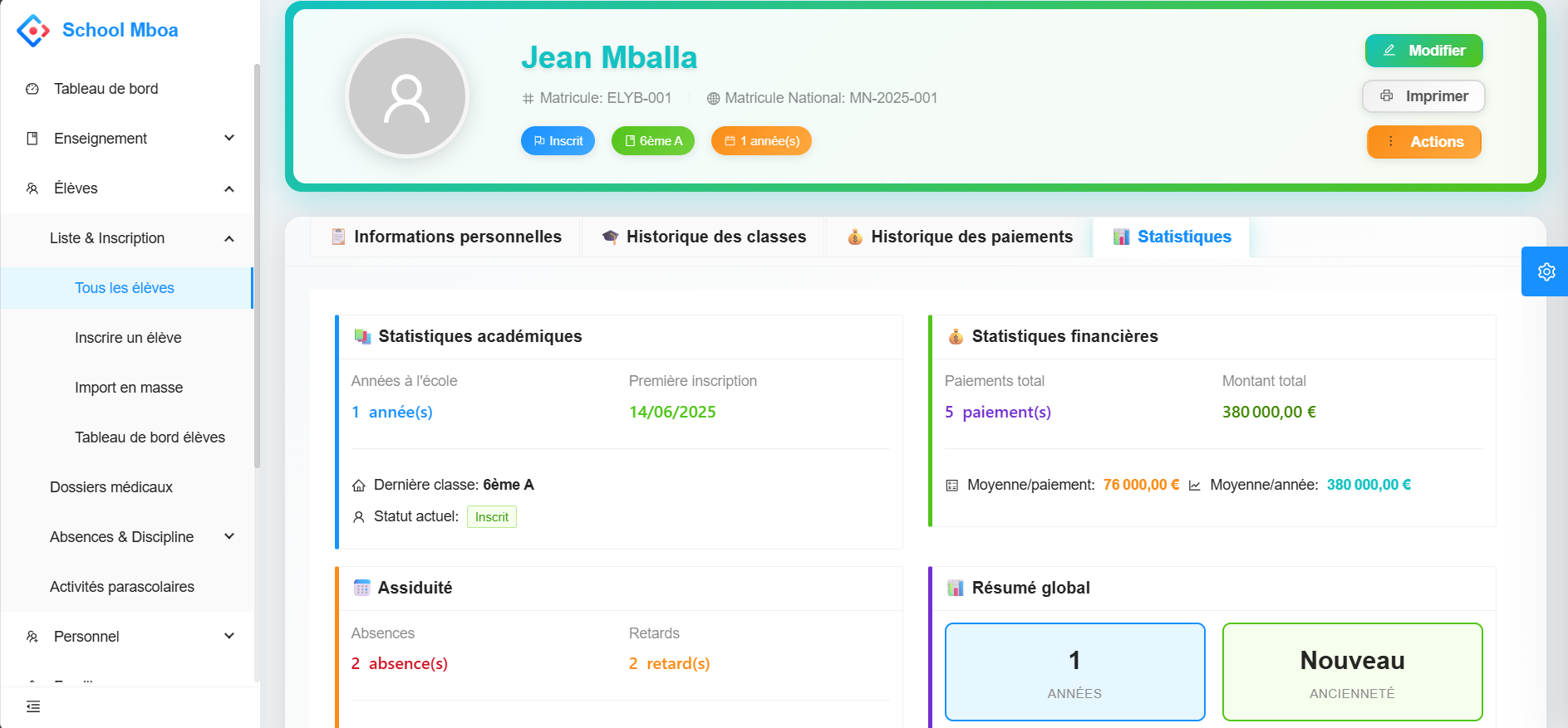 Profil élève